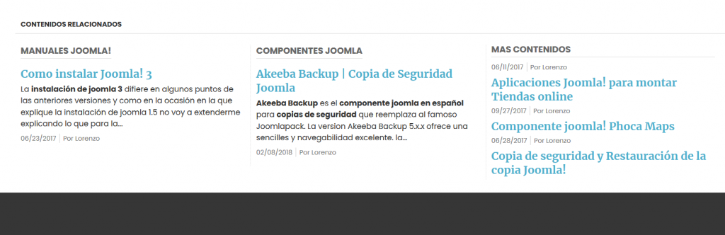 Plugin Joomla contenidos relacionados