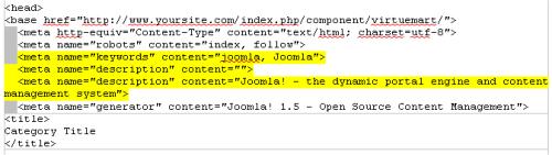 Codigo ejemplo meta tags virtuemart