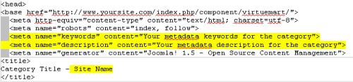 Codigo ejemplo meta tags virtuemart