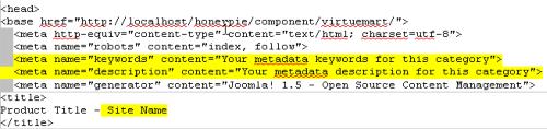 Codigo ejemplo meta tags virtuemart