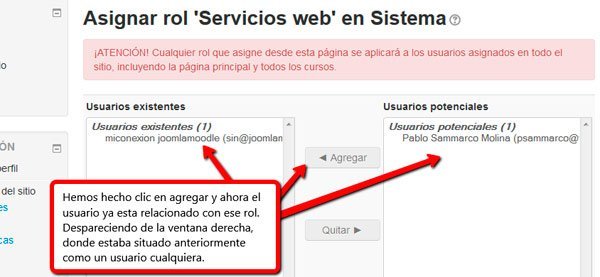 Rol usuario Moodle 3 conectado