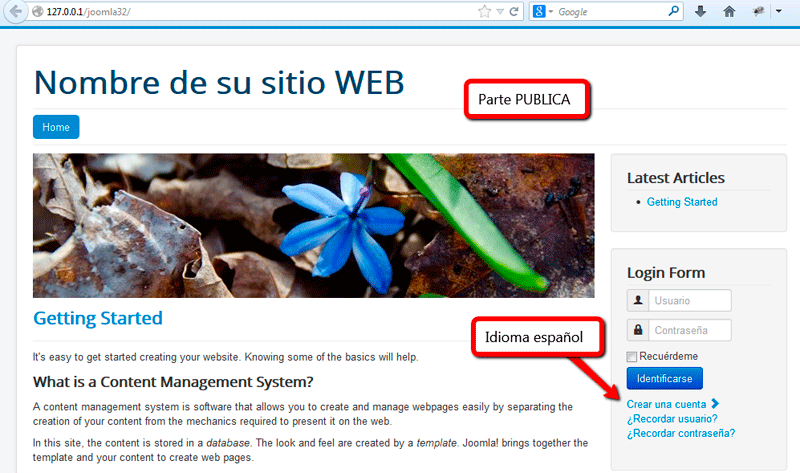 Parte publica Joomla