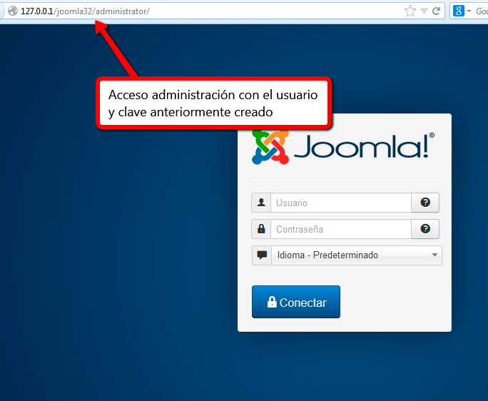 Acceso administracion joomla