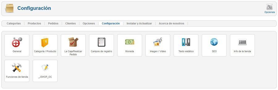 Configuración Joomshopping